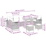 vidaXL 10-dielna záhradná sedacia súprava s vankúšmi béžová poly ratan akácia – Obrázok 13