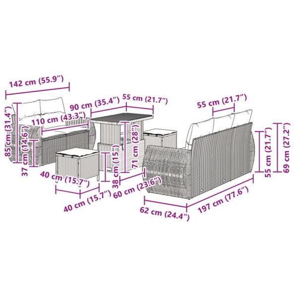 3361819_12.jpg Záhradná sedačka vidaXL 8-dielna sada s vankúšmi čierny poly ratan akácia, Záhradný jedálenský set vidaXL 3-dielny s vankúšmi čierny poly ratan akácia – Obrázok 12