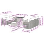 vidaXL 9-dielna záhradná sedacia súprava s vankúšmi čierny polyratan akácia – Obrázok 12