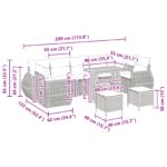 vidaXL 10-dielna záhradná súprava gaučov s vankúšmi čierny poly ratan akácie – Obrázok 12