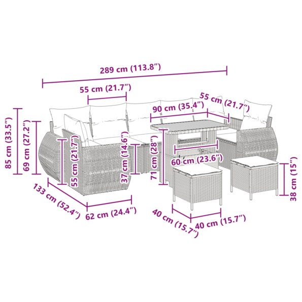 3361860_12.jpg vidaXL 10-dielna záhradná súprava gaučov s vankúšmi čierny poly ratan akácie – Obrázok 12