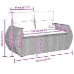 Súprava záhradného gauča vidaXL s 10 dielmi s vankúšmi béžovými z poly rattan a akáciou, Súprava jedálenského setu vidaXL pre záhradu s 4 kusmi s vankúšmi béžovými z poly rattan a akáciou – Obrázok 12