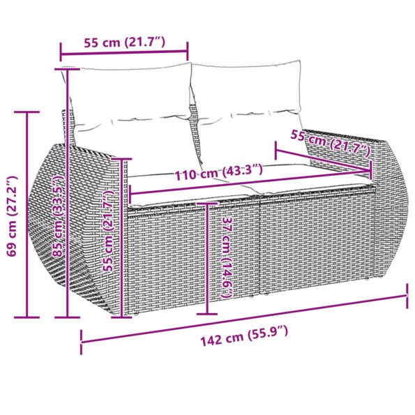 3361901_12.jpg Súprava záhradného gauča vidaXL s 10 dielmi s vankúšmi béžovými z poly rattan a akáciou, Súprava jedálenského setu vidaXL pre záhradu s 4 kusmi s vankúšmi béžovými z poly rattan a akáciou – Obrázok 12