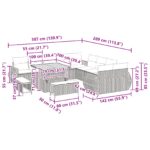 vidaXL 13-dielna súprava záhradných sedačiek s vankúšmi čierny poly ratan akácia – Obrázok 12