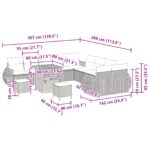 vidaXL 13-dielna sada záhradného sofa s vankúšmi čierny poly ratan akácia – Obrázok 12