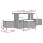vidaXL 14-dielna záhradná pohovka so vankúšmi čierna poly ratanová akácia – Obrázok 9