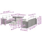 vidaXL 9-dielny záhradný pohovkový set s podložkami Béžový poly ratan Akácia – Obrázok 12