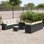 vidaXL 11-dielna súprava pohoviek s vankúšmi čierny polyratan akácia – Obrázok 3