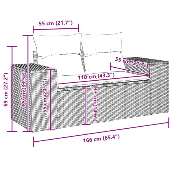 vidaXL 11-dielny set záhradnej pohovky s vankúšmi Béžová Poly Ratan Akácia – Obrázok 12