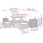 vidaXL 8 Dielny Záhradný Gaučový Set s Vankúšmi Čierny Poly Ratan Akácia – Obrázok 10