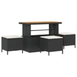 vidaXL 10 Dielna súprava záhradného gauča s vankúšmi čierny polyratan akácia – Obrázok 4