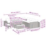 vidaXL 13 kusová súprava záhradných sedačiek s poduškami čierny poly ratan akácia – Obrázok 12