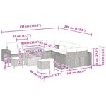 Set záhradnej pohovky vidaXL s vankúšmi Béžová Poly Ratan Akácia, 3-dielny súprava záhradného jedálenského stolu vidaXL s vankúšmi Béžová Poly Ratan Akácia – Obrázok 12