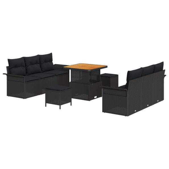 3362084_2.jpg vidaXL 9-dielna zostava záhradného sofa s vankúšmi čierna poly ratan – Obrázok 2