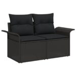 vidaXL 9-dielna zostava záhradného sofa s vankúšmi čierna poly ratan – Obrázok 6