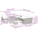 vidaXL 13-dielny záhradný sedací set s vankúšmi čierny polyratan akácia – Obrázok 12