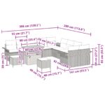 vidaXL Set záhradného nábytku 13 kusov so vankúšmi, čierny polyratan – Obrázok 12