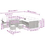 vidaXL 14-dielny záhradný gauč s vankúšmi Béžový Polyratan Akácia – Obrázok 12