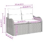 vidaXL 11-dielny záhradný pohovkový set s vankúšmi béžová poly ratan akácia – Obrázok 12