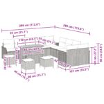 vidaXL 14-dielna súprava záhradného gauča s vankúšmi čierna polyratan akácia – Obrázok 12