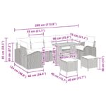 vidaXL 10-dielna súprava záhradného nábytku s vankúšmi, béžová poly ratan acacia – Obrázok 12
