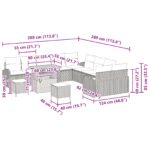 vidaXL 13-dielny záhradný gauč s vankúšmi, čierny poly ratan, akácia – Obrázok 12