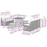 vidaXL 8-dielna záhradná pohovka súprava s vankúšmi čierny poly ratan akácia – Obrázok 12