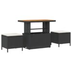 vidaXL 10-dielny záhradný sofa set s vankúšmi Čierny polyratan akácia – Obrázok 4