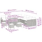 14-dielna záhradná pohovka vidaXL s vankúšmi Béžový Polyratan Akácia, 2-sedadlová záhradná pohovka vidaXL s vankúšmi Béžový Polyratan, 4-dielna záhradná jedálenská súprava s vankúšmi Béžový Polyratan Akácia – Obrázok 12