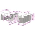 vidaXL 9-kusová súprava záhradného sofa s vankúšmi, čierny poly ratan akácia – Obrázok 12