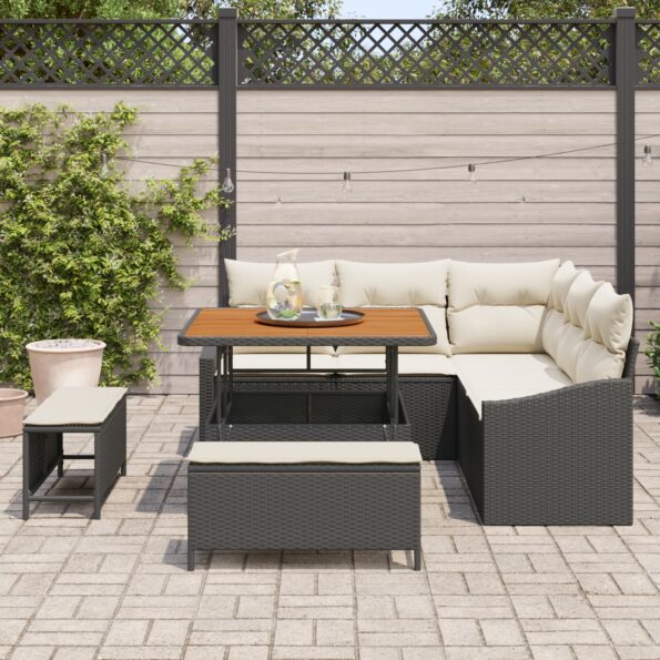 3362645_3.jpg vidaXL 8dielny záhradný sedací set s vankúšmi čierny poly ratan akácia – Obrázok 3