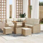 vidaXL 8-dielna záhradná súprava gauču s vankúšmi béžová polyratan akácia