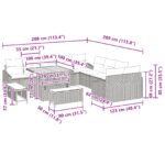 vidaXL 13-dielny záhradný set pohoviek s vankúšmi čierny poly ratan akácia – Obrázok 12