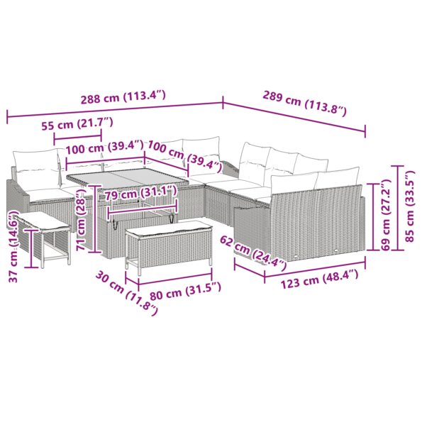 3362705_12.jpg vidaXL 13-dielny záhradný set pohoviek s vankúšmi čierny poly ratan akácia – Obrázok 12