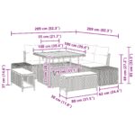 vidaXL 8-dielna súprava záhradnej pohovky s vankúšmi, čierny poly ratan, akácia – Obrázok 10
