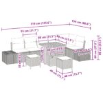 vidaXL 9 dielna záhradná sedačka so vankúšmi béžová poly ratan akáciová – Obrázok 10