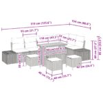 vidaXL 10-dielny záhradný set so vankúšmi Béžový poly ratan akácia – Obrázok 10