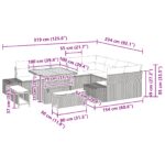 vidaXL 12-dielny set záhradných pohoviek s vankúšmi čierny poly ratan akácia – Obrázok 10