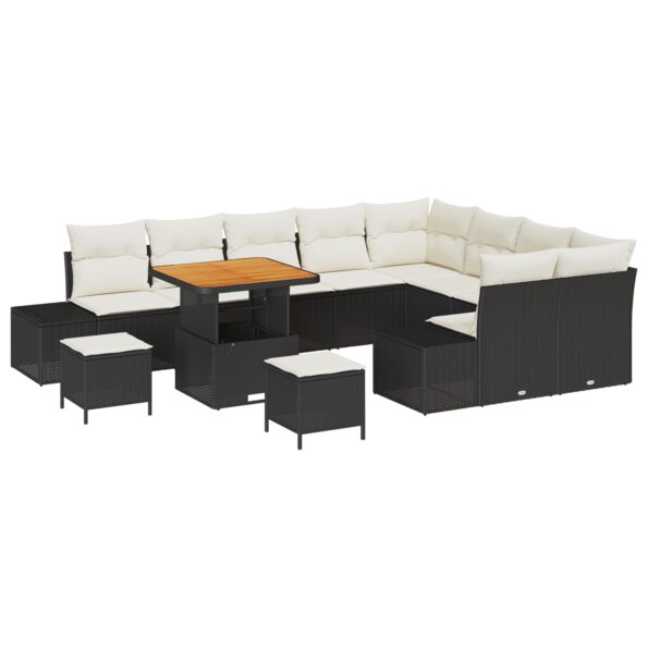 3362820_2.jpg vidaXL 12-dielny záhradný gaučový set s vankúšmi Čierny Polyratan Akácia – Obrázok 2
