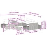 Súprava záhradných pohoviek vidaXL 13 ks s vankúšmi béžová polyratan akácia, Súprava záhradných pohoviek vidaXL 2-miestna s vankúšmi béžová polyratan, Súprava záhradného jedálenského setu vidaXL 3 ks s vankúšmi béžová polyratan akácia – Obrázok 9