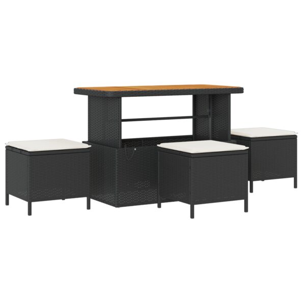 14-dielna sada záhradného gauča s vankúšmi čierna poly ratan akácia, 2-miestny záhradný gauč s vankúšmi čierna poly ratan, 4-dielna sada záhradného jedálenského setu s vankúšmi čierna poly ratan akácia – Obrázok 6