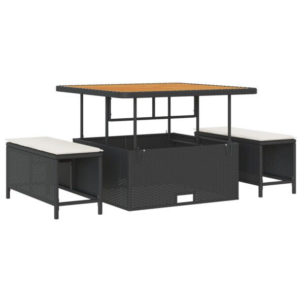 vidaXL 8-dielny záhradný pohovkový set s vankúšmi čierny poly ratan akácia – Obrázok 4