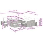 vidaXL 13-dielna súprava záhradného gauča s vankúšmi čierny poly ratan akácia – Obrázok 12