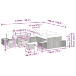 vidaXL 13-dielna záhradná pohovka s podložkami Béžová poly ratan Akácia – Obrázok 12