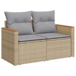 VidaXL 9-dielny záhradný pohovkový set s vankúšmi béžový poly ratan akácia – Obrázok 5