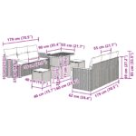 vidaXL 9-dielna súprava záhradných pohoviek s vankúšmi čierna, poly ratan, akácia – Obrázok 12