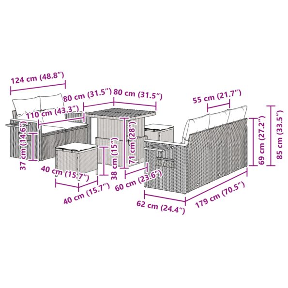 3363114_13.jpg vidaXL 8-dielny záhradný sedačkový set s vankúšmi čierny poly ratan akácia – Obrázok 13
