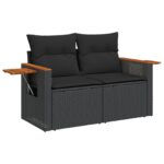vidaXL 8-dielny záhradný sedačkový set s vankúšmi čierny poly ratan akácia – Obrázok 6