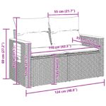 vidaXL 10-dielny záhradný pohovkový set s vankúšmi Sivý Poly Ratan Akácia – Obrázok 13