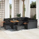 vidaXL 12-dielny záhradný set s vankúšmi, Čierny Polyratan Acacia
